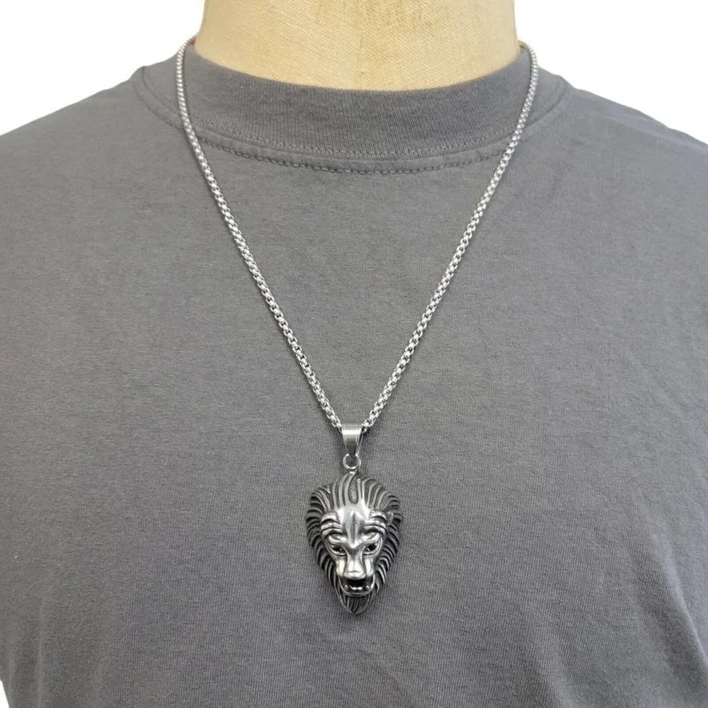 Legacy for MEN by Simone Lion Head Pendant. Stainless Silver ****PENDENT ONLY***